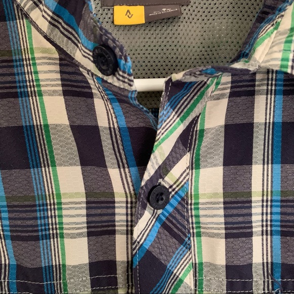 Men’s TL Tall LG EDDIE BAUER Blue Plaid Shirt Sleeve Hiking Outdoor Button Shirt - Picture 3 of 11